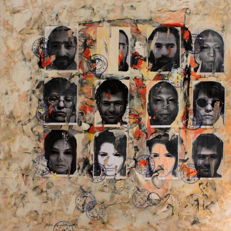 الفنان السوري ربيع كيوان (مواد مختلفة على كانفاس ــ 150×150 سنتم ـ 2014 ـ تفصيل)