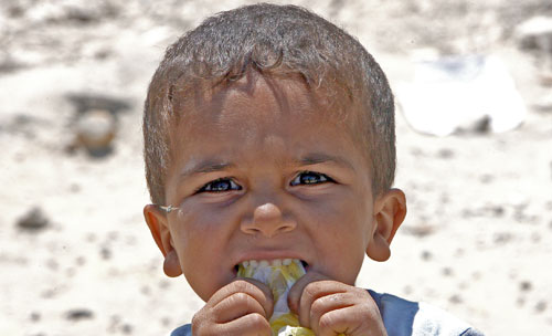 طفل نازح من مخيم عين الحلوة أمس (وائل اللادقي)