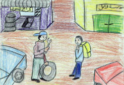 رسم للطالبة هنادي أبو مجاهد من معرض «إرسم حقوقي»