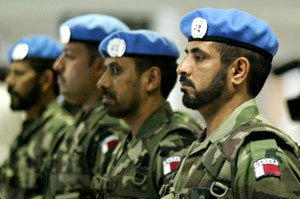 جنود من الوحدة القطرية المشاركة في اليونيفيل (أ ف ب)