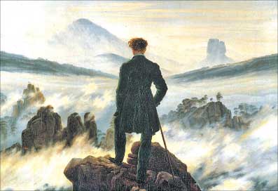 جزء من لوحة «المتسكع فوق الضباب» للفنان الألماني كاسبار دايفيد فريدريتش