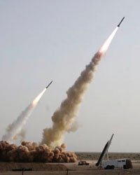 اختبار الصواريخ الإيرانية أول من أمس (أ ب)