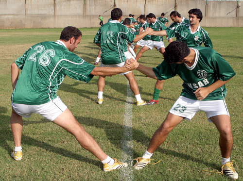 لاعبو الأنصار في آخر تمرينٍ لهم قبل السفر (مروان طحطح)