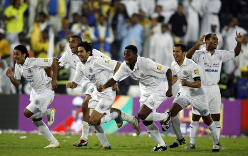 فرحة لاعبي السد عقب التأهل لنهائي كأس أمير قطر (فادي الأسعد ـ رويترز)