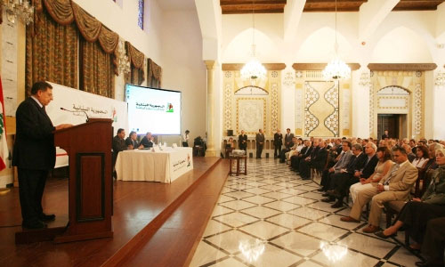 السنيورة يلقي كلمة في افتتاح المؤتمر الرياضي في السرايا الحكومية (محمد علي)