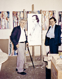 في استديو الرسام اللبناني بول غيراغوسيان في منطقة جديدة المتن أواخر الثمانينيات (من أرشيف جمعية بول غيراغوسيان)
