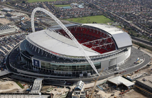 ملعب «ويمبلي» في لندن الذي سيحتضن المباراة النهائية لكأس إنكلترا بين مانشستر يونايتد وتشلسي (لويس وايلد ــ