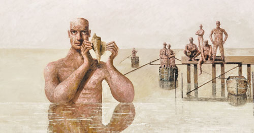 «ذاكرة الماء» للفنان اللبناني إميليو طراد (زيت على قماش، 97 × 130 سنتم ــ 2007)