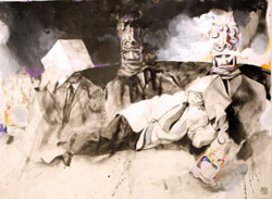لوحة من دون عنوان لأحمد نازار (أكريليك على ورق ــ 50 ×110 سنتم)