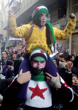 خلال تظاهرة معارضة في يبرود قرب دمشق بداية الشهر الجاري (رويترز)