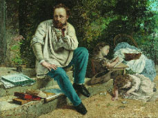 لوحة غوستاف كوربيه «بيار ـــ جوزيف برودون وأولاده في 1853»