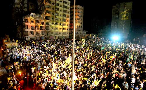 مهرجان حزب الله في الضاحية أمس  (مروان طحطح)