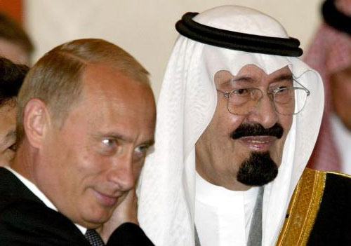 بوتين وعبد الله خلال زيارة ولي العهد السعودي آنذاك إلى موسكو في أيلول 2003 (أرشيف -