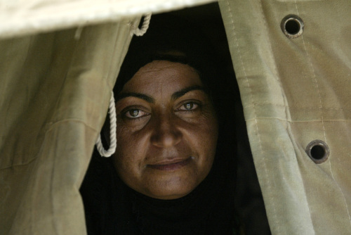 لاجئة عراقية في النجف أمس (علاء المرجاني - أ ب)