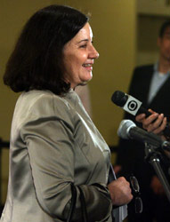 مندوبة البرازيل ماريا فيوتي في مقر الأمم المتحدة أول من أمس (ماري التافر ــ أ ب)