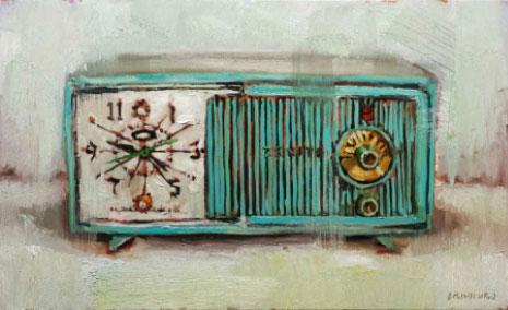 «ساعة زينيث مع راديو» للأميركي برادفورد سلمون (زيت على كانفاس ــ 38.1×50.8 سنتم)
