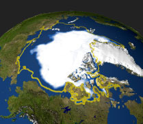 صور لوكالة ناسا تظهر تقلص حجم الجليد في القطب الشمالي (أرشيف- ا ف ب)