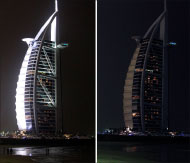 فندق برج العرب قبل «ساعة الأرض» وبعدها  (رويترز ــ فؤاد جويز)