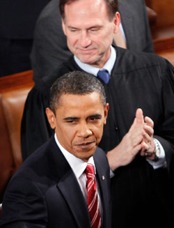 اوباما قبل تقديمه الخطاب أمام الكونغرس (آليكس وونغ ـ أ ف ب)