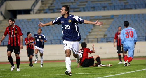 لاعب العهد محمود العلي يحتفل بهدفه (مروان بو حيدر)
