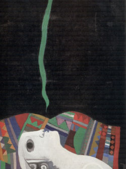 «موضوع سومري» لضياء العزاوي (زيت على قماش ــ 120×100 سنتم ــ 1978)
