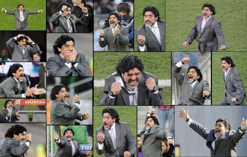 مارادونا الرجل الذي التُقط له أكبر كمٍّ من الصور في مونديال 2010 (أ ف ب)